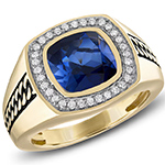 انگشتر طلا مردانه خاص جدید جواهر یاقوت کبود و الماس تراش برلیان سیاه قلم شده مدل: rgm17206