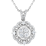 آویز گل الماس تراش برلیان طرح فلاور سفید با جواهر و طلای سفید 18 عیار برای نوعروسان مدل: pdb2372