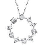  آویز الماس تراش باگت و برلیان طرح دایره شکل با جواهر و طلای سفید 18 عیار طرحی نو و جدید مدل: pdb2373 