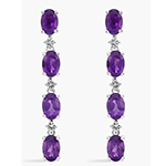  گوشواره طلا زنانه بلند جدید جواهر نگین آمیتیست و الماس تراش برلیان پشت میخی مدل: edf1699 