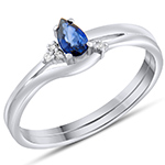 انگشتر طلا سفید زنانه جدید جواهر نگین یاقوت کبود و الماس تراش برلیان طرح مینیمال مدل: rgf1898