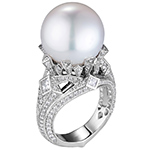 انگشتر مروارید و طلا سفید زنانه جدید جواهر نگین الماس تراش پرنس و برلیان طرح لاکچری و خاص مدل: rgf18989