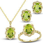 نیم ست گل طلا زرد زنانه جدید و جواهر زبرجد تراش اوال و الماس تراش برلیان شیک و منحصر به فرد مدل: hsdf1606