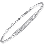 دستبند باگت زنانه طلا سفید و جواهر الماس تراش باگت و برلیان طرح مینیمال مدل: bgd2093