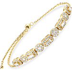 دستبند باگت زنانه طلا زرد 18 عیار جدید و جواهر الماس تراش باگت و برلیان طرح مجلسی مدل: bgd2094