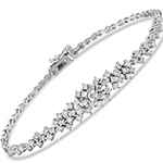 دستبند الماس تراش برلیان زنانه شیک طلا سفید 18 عیار و جواهر طرح مدرن مدل: bgd2097 