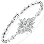 دستبند الماس تراش برلیان زنانه لاکچری جدید طلا سفید 18 عیار و جواهر طرح گل مدل: bgd2098