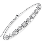 دستبند باگت دخترانه طلا سفید 18 عیار جدید و جواهر الماس تراش باگت و برلیان طرح مدرن مدل: bgd2100