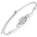 دستبند جواهر الماس تراش باگت و برلیان زنانه و دخترانه طلا سفید 18 عیار جدید طرح مینیمال مدل: bgd2101