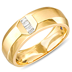 حلقه باگت طلا زرد مردانه 18 عیار و جواهر الماس تراش باگت طرح مینیمال و جدید مدل wrgm1311 