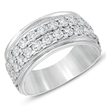 حلقه مردانه طلا سفید 18 عیار و جواهر الماس تراش برلیان طرح حلقه ازدواج اترنتی مردانه مدل wrgm1312 