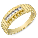 حلقه مردانه طلا زرد 18 عیار و جواهر الماس تراش برلیان طرح حلقه ازدواج پایه رولکسی مدل wrgm1313 