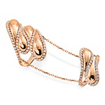 بندانگشتی و انگشتر زنجیری طلا رزگلد زنانه 18 عیار جواهر الماس تراش برلیان طرح جدید مدل: wrdf21723