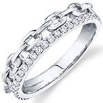 انگشتر الماس تراش برلیان زنانه جدید طرح زنجیر کارتیه جواهر با طلای سفید 18 عیار طراحی مینیمال مدل: wrdf21726