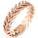 انگشتر الماس تراش برلیان زنانه جدید طرح انگشتر خوشه گندم جواهر و طلای رزگلد 18 عیار مینیمال مدل: wrdf21726 