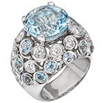 انگشتر گنبدی زنانه خاص طلا و جواهر زنانه با نگین الماس تراش برلیان و توپاز مدل rgf1339