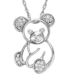 پلاک طلای کودکانه طلای سفید با نگین برلیان طرح خرس مدل: pgb2139 