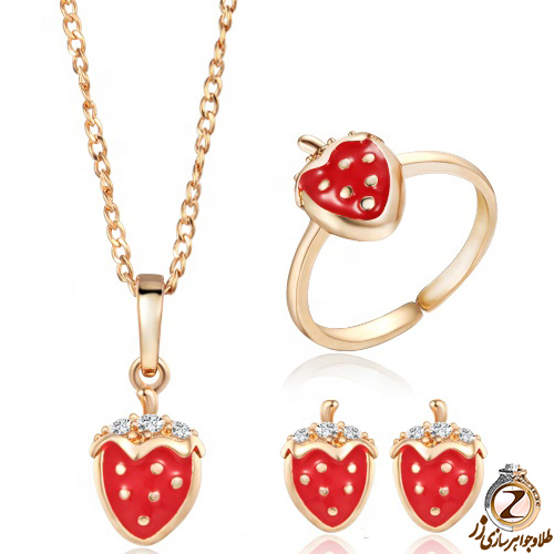 خرید نیم ست طلا توت فرنگی کودکانه - سایت زر