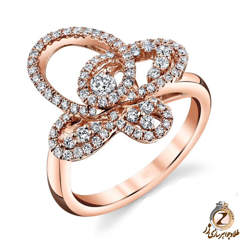 قیمت خرید انگشتر طلا پروانه جواهر برلیان - سایت زر