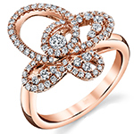 انگشتر طلا پروانه جواهر نگین الماس تراش برلیان طرح مدرن با طلای رزگلد مدل: wrdf21607