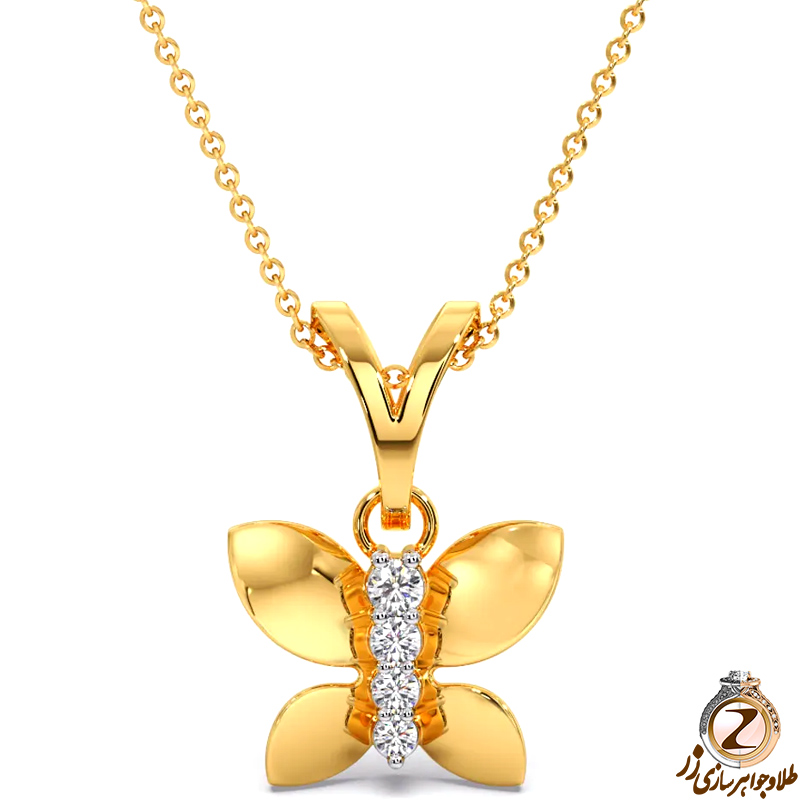 آویز و پلاک طلا کودک طرح پروانه شادان برلیان - خرید و قیمت در سایت زر