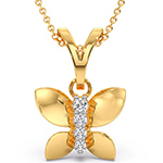 آویز و پلاک طلا کودک طرح پروانه شادان و نگین جواهر الماس تراش برلیان مدل pgb2237