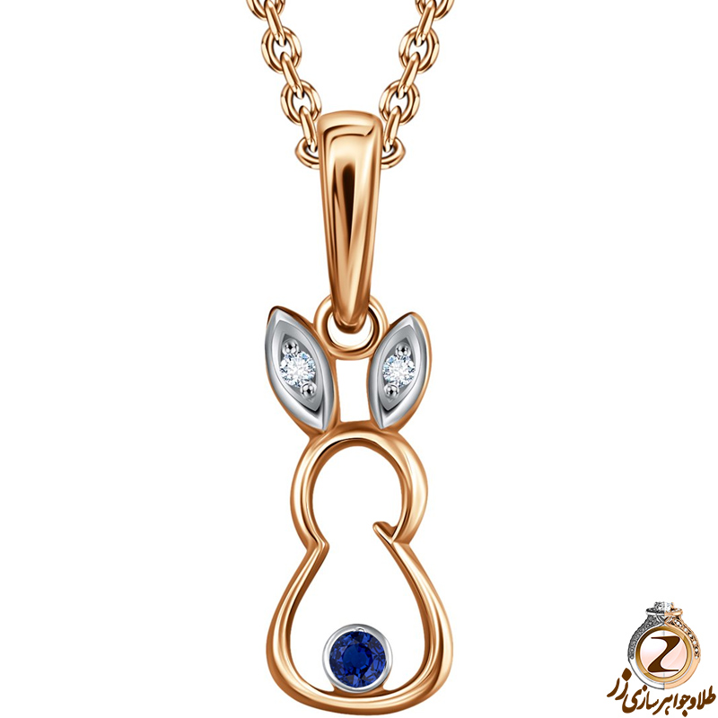خرید پلاک طلای کودک طرح خرگوش گوش دراز جواهر مناسب بچه دختر و پسر با قیمت آنلاین در سایت زر