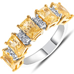 انگشتر طلا زنانه جدید جواهر سیترین و الماس تراش برلیان طرح خاص انگشتر سولیتر پنج تخمه مدل: rgf18990