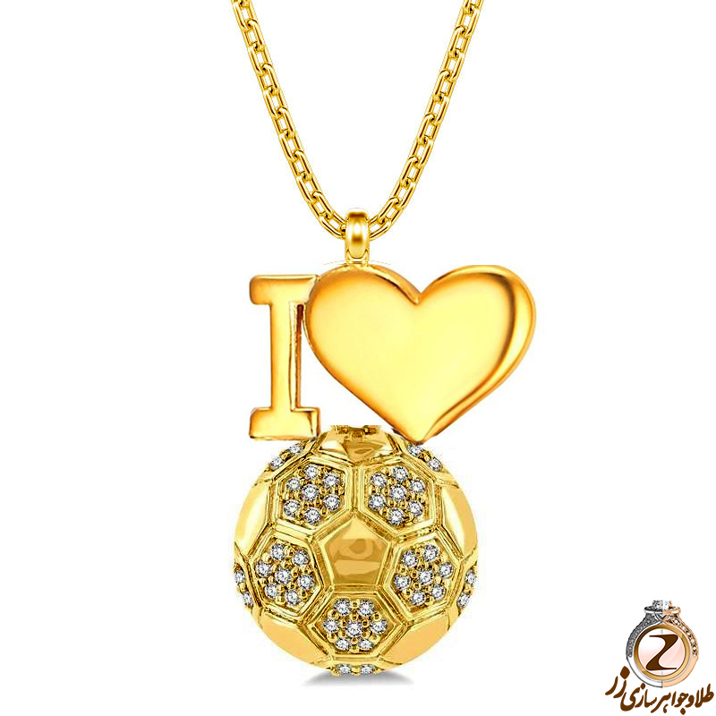 خرید پلاک و آویز گردنبند طلا کودک پسرانه طرح فوتبال جواهر الماس تراش برلیان طرح من عاشق فوتبالم به همراه قیمت در سایت زر