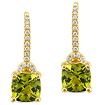 گوشواره طلا زرد زنانه 18 عیار و جواهر زبرجد و الماس تراش برلیان طرح مینیمال مدل: edf1713