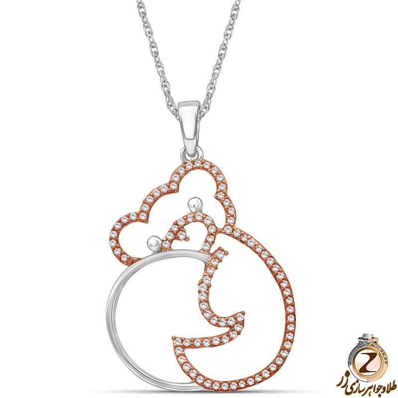 خرید پلاک و آویز گردنبند طلا کودک پسرانه و دخترانه طرح خرس مهربون و ماه با جواهر الماس تراش برلیان به همراه قیمت آنلاین در سایت زر