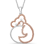 پلاک و آویز گردنبند طلا کودک پسرانه و دخترانه طرح خرس مهربون و ماه با جواهر الماس تراش برلیان مدل: pgb2246