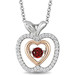 پلاک و آویز طلا کودک دخترانه طرح سیب با جواهر الماس تراش برلیان و یاقوت سرخ مدل: pgb2248