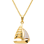 پلاک و آویز طلا کودک پسرانه طرح قایق با جواهر الماس تراش برلیان خاص و جدید مدل: pgb2249