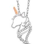 آویز گردنبند اسب تک شاخ طلا کودکانه با نگین جواهر الماس تراش برلیان طرح یونیکورن مدل: pgb2257