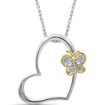 پلاک و آویز طلا کودک قلب در کنار پروانه با نگین جواهر الماس تراش برلیان طرح دخترانه مدل: pgb2261