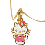 پلاک و آویز طلا کودک دخترانه طرح کیتی مینا کاری شده با نگین جواهر الماس تراش برلیان مدل: pgb2263