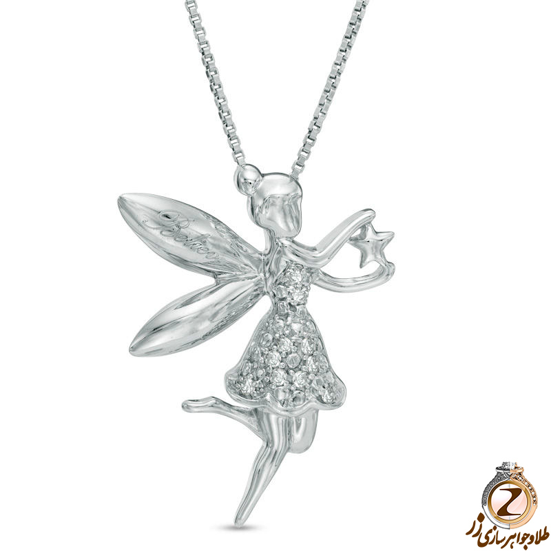 خرید و قیمت پلاک و آویز طلا دخترانه فرشته مهربون ستاره به دست با نگین جواهر الماس تراش برلیان طرح کودکانه - سایت زر