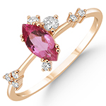 انگشتر ظریف زنانه طلا زرد 18 عیار با نگین جواهر برلیان و یاقوت سرخ طرح مینیمال و جدید مدل: rgf18993