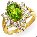 انگشتر جواهر زنانه طلا زرد 18 عیار زبرجد و الماس برش برلیان و باگت: مدل rgf1311