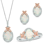 نیم ست طرح پروانه طلا زنانه جدید جواهر نگین اوپال شیری و الماس تراش برلیان مدل: hsdf1448