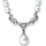 گردنبند طلا سفید مروارید طرح قلب