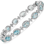 دستبند طلا سفید جواهر زنانه با نگین الماس تراش برلیان و توپاز طرح شیک مدل: bdf1251