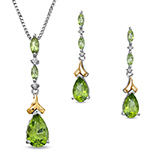 نیم ست آویز و گوشواره طلا و جواهر زنانه با نگین زبرجد و الماس تراش برلیان مدل: hsdf1508