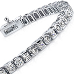 دستبند تنیسی جواهر با نگین الماس تراش برلیان و پرنس و طلای سفید 18 عیار مدل: bgd2082