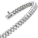 دستبند تنیسی جواهر الماس تراش برلیان با طلای سفید 18 عیار طرح 8 ضلعی مدل: bgd2090