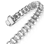 دستبند تنیسی جواهر الماس تراش برلیان و طلای سفید 18 عیار طرح زنجیری مدل: bgd2092