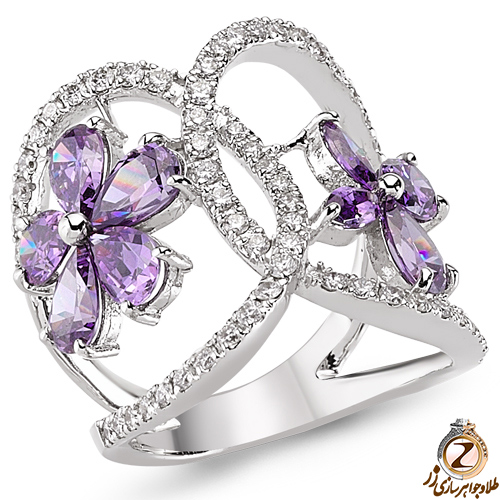 خرید انگشتر زنانه آمیتیست طلا سفید