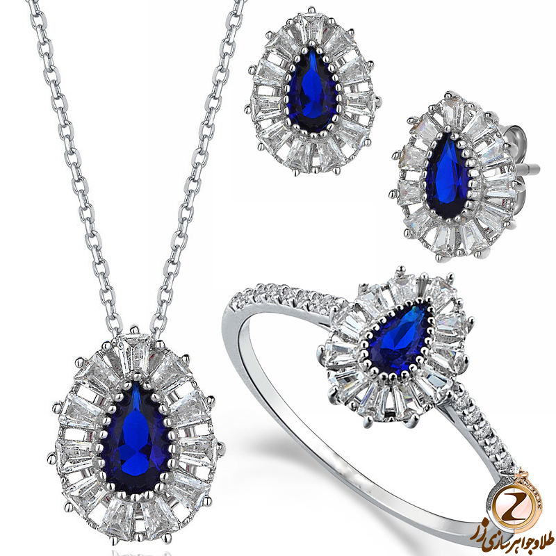 نیم ست طلا جدید یاقوت و الماس باگت و برلیان در سایت زر