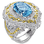 انگشتر طلا بزرگ و مجلسی زنانه جدید جواهر نگین توپاز و برلیان مدل:rgf1769